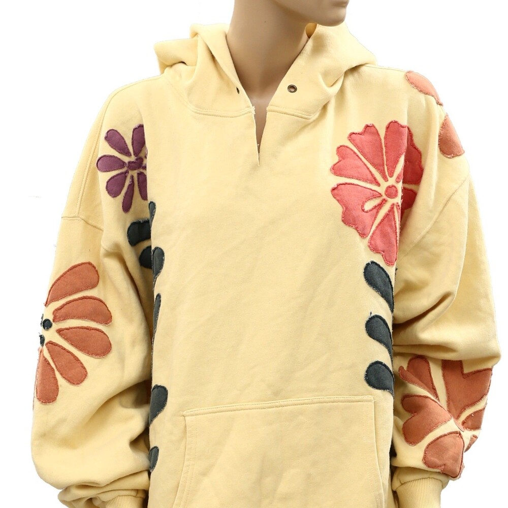 Free People We The Free it's a Vibe Flowers Hoodie Sweatshirt Tunic Top L 286937 - Picture 4 of 9